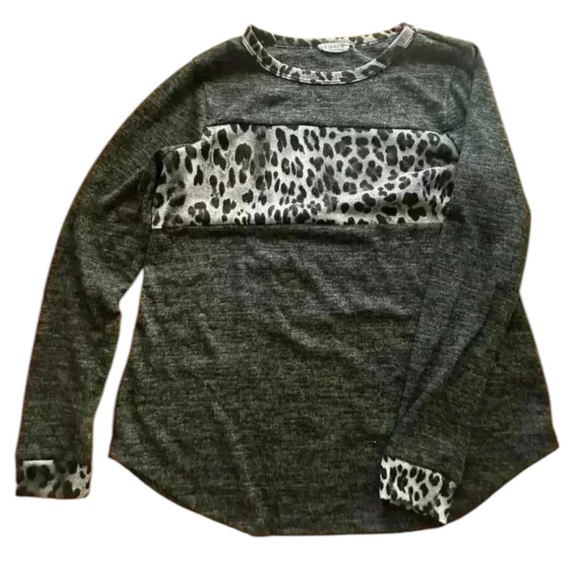 VIAMOR l Leopard color block long sleeve womens shirt l SIZE M - Picture 1 of 9